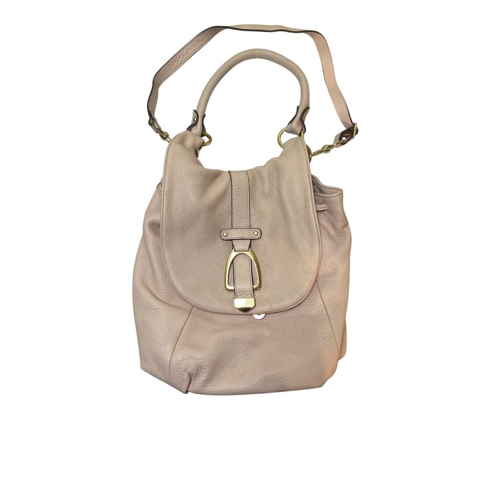 G.I.L.I. Roma Convertible Leather Backpack Purse Light Pink/Nude O/S Gold Accent